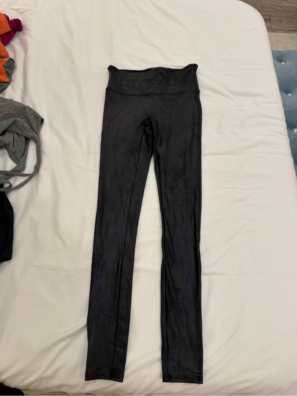 SPANX Black Leggings with Red Logo Tag
